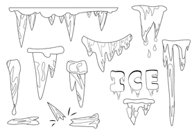 Icicles black and white vector