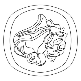 Keto Diet Smoked Salmon black and white clipart