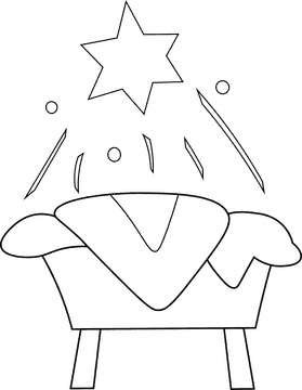 Manger Baby Bed black and white clipart