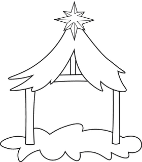 Manger Barn black and white clipart