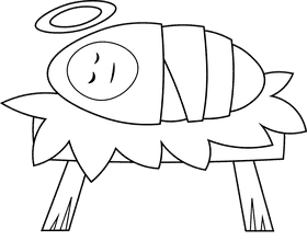 Manger Newborn black and white clipart