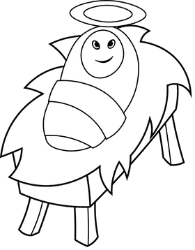 Manger Newborn black and white clipart