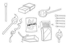 Matches black and white vector