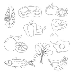 Healthy food icons set black and white vector