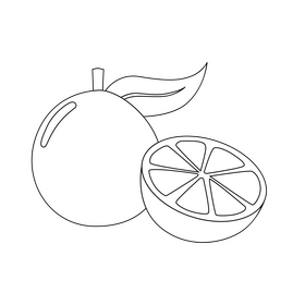 Free orange fruit black and white clipart