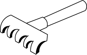 Gardening Tools Rake black and white clipart
