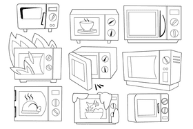Microwave black and white vector