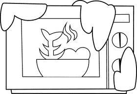Microwave Dirty black and white clipart