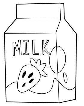 Milk Carton Strawberry black and white clipart