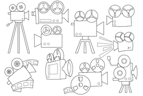 Movie Camera black and white vector