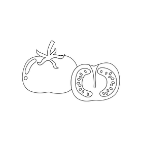 Tomato healthy food black and white clipart
