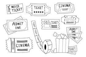 Movie Ticket black and white vector