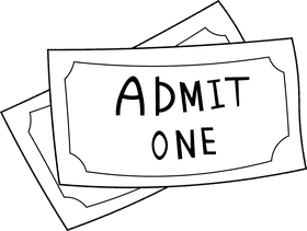 Movie Ticket Dual black and white clipart