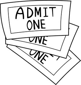 Movie Ticket Triple black and white clipart