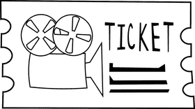 Movie Ticket black and white clipart