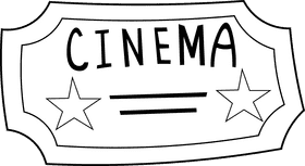 Movie Ticket black and white clipart