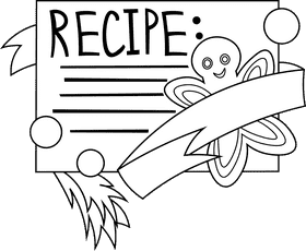 Recipe Card Christmas black and white clipart