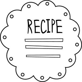 Recipe Card Napkin black and white clipart