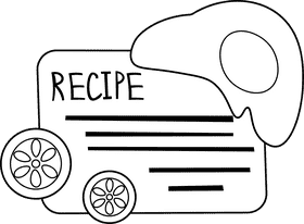Recipe Card Omelette black and white clipart