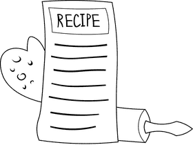 Recipe Card Rolling Pin black and white clipart