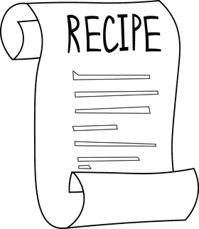 Recipe Card Scroll black and white clipart