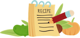Recipe card with fresh vegetables clipart