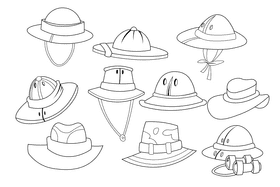Safari Hat black and white vector