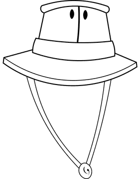 Safari Hat black and white clipart