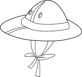 Safari Hat black and white clipart