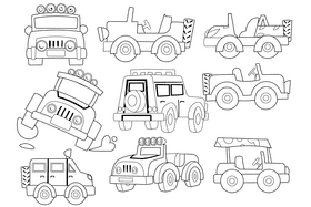 Safari Jeep black and white vector