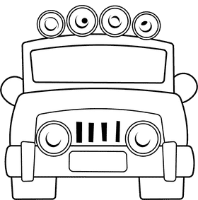 Safari Jeep black and white clipart