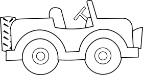 Safari Jeep black and white clipart