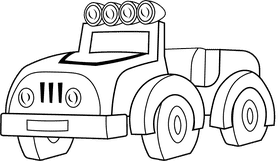 Safari Jeep black and white clipart