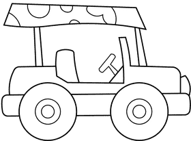 Safari Jeep black and white clipart