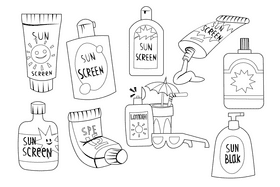 Sunscreen black and white vector
