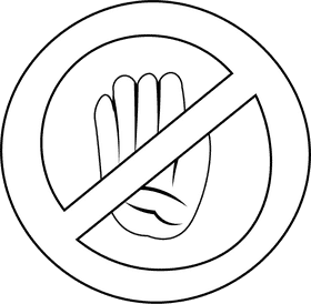 Touch Ban black and white clipart