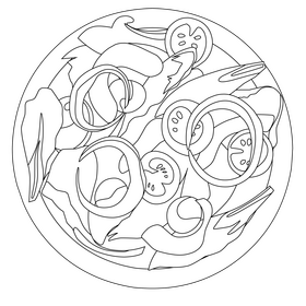 Healthy food salad black and white clipart
