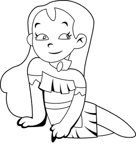 Pocahontas Sitting black and white clipart