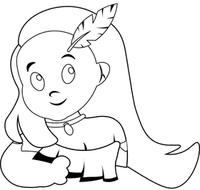 Pocahontas Torso black and white clipart