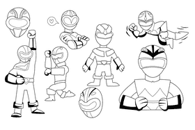 Power Rangers black and white vector