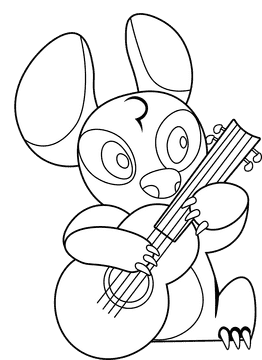 Stitch Guitar black and white clipart