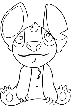 Stitch Sitting black and white clipart