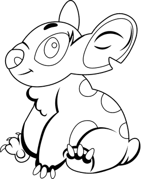Stitch Sitting black and white clipart