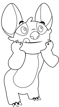 Stitch cartoon black and white clipart