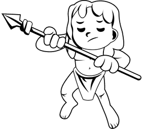 Tarzan Spear black and white clipart