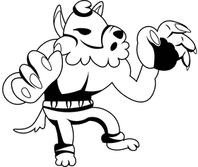 Werewolf Red Eyes black and white clipart