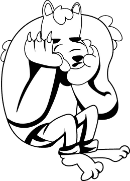 Werewolf Sitting black and white clipart