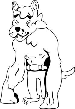 Werewolf black and white clipart