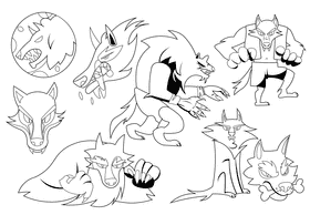 Werewolf black and white vector