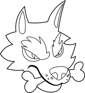 Werewolf Head Bone black and white clipart